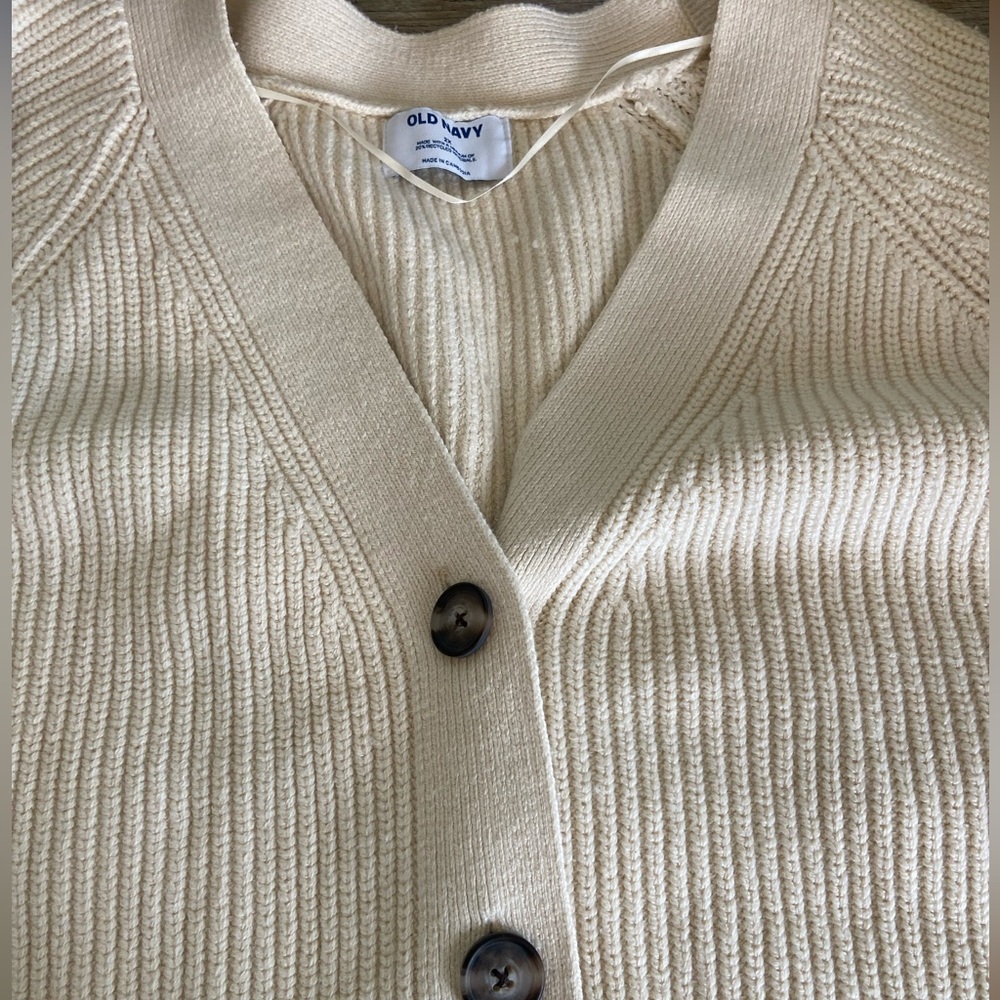 Old Navy Women's Ribbed Knit Buttoned‎ Cardigan Size 2X Cream Boho Accademia - Picture 3 of 11